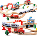 Electric Wooden Train Track Set Toy for Toddlers & Kids | 88 PCS Premium Beech Wood Train Tracks, Magnetic Train Set