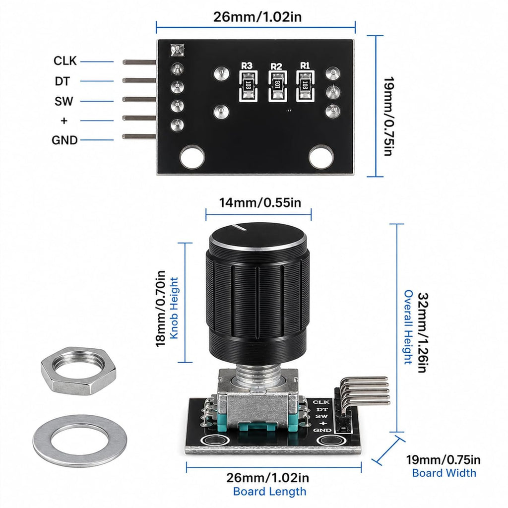 SUUOO 8-Pack KY-040 Rotary Encoder Module with Push Button Switch