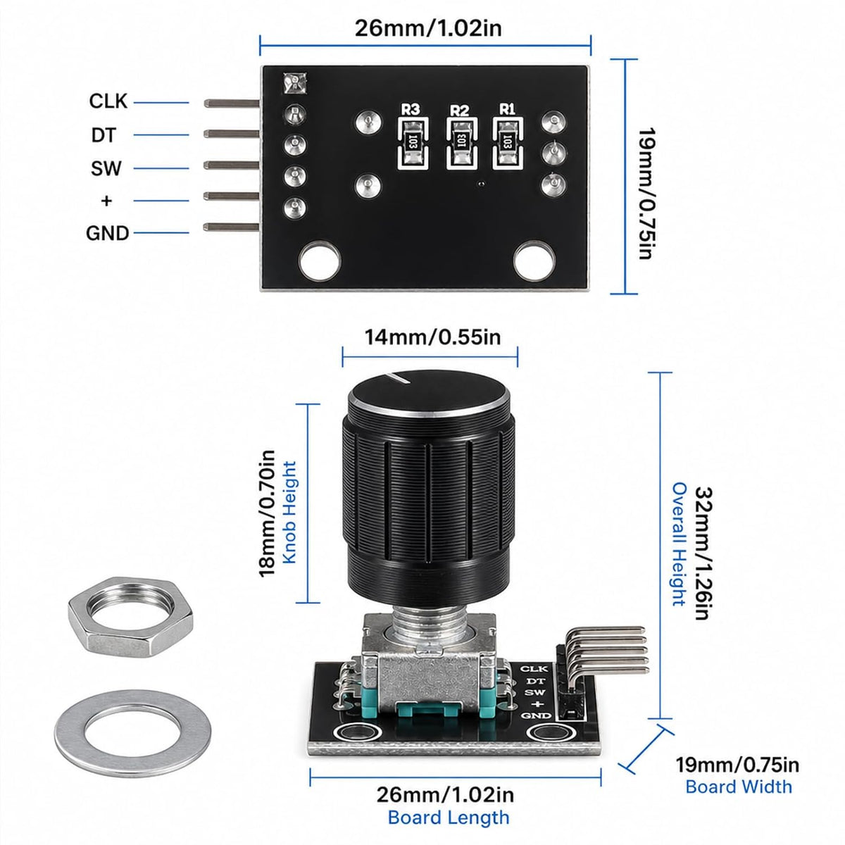 SUUOO 8-Pack KY-040 Rotary Encoder Module with Push Button Switch