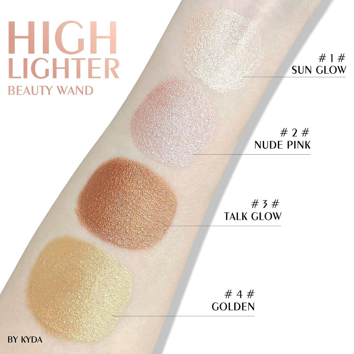 Liquid Highlighter Wand, Buildable Glow Face Illuminator, Shimmer Highlighter Bronzer Makeup Stick, Smooth Blendable