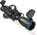 4-16x50 AO Scope Combo with Green/Red Dual Laser Sight, 5-in-1 Combo with Dual Illuminated Optics Scope & 4 Reticle