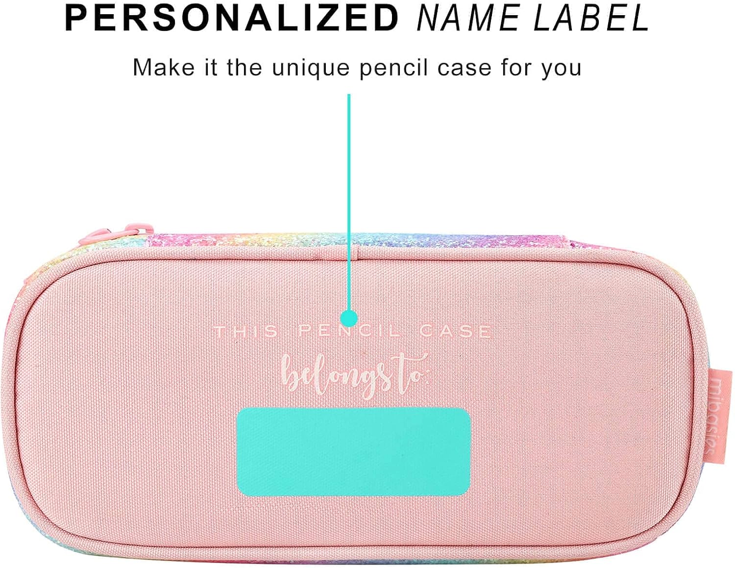 Girls Pencil Case for Kids, Multi-Slot Pencil Pouch, Pink Blue Rainbow