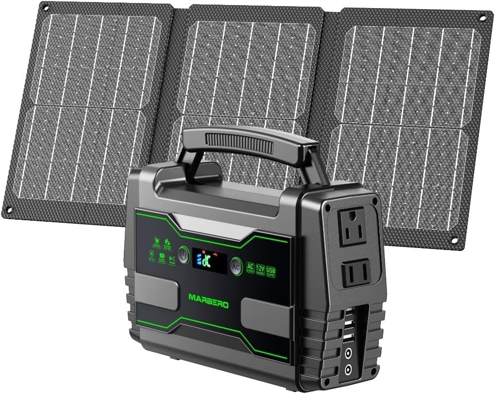 Solar Powered Generator 155Wh, 100W with Solar Panel Kit 30W | Solar Generator 150W Surge Power Station with 2x 100W