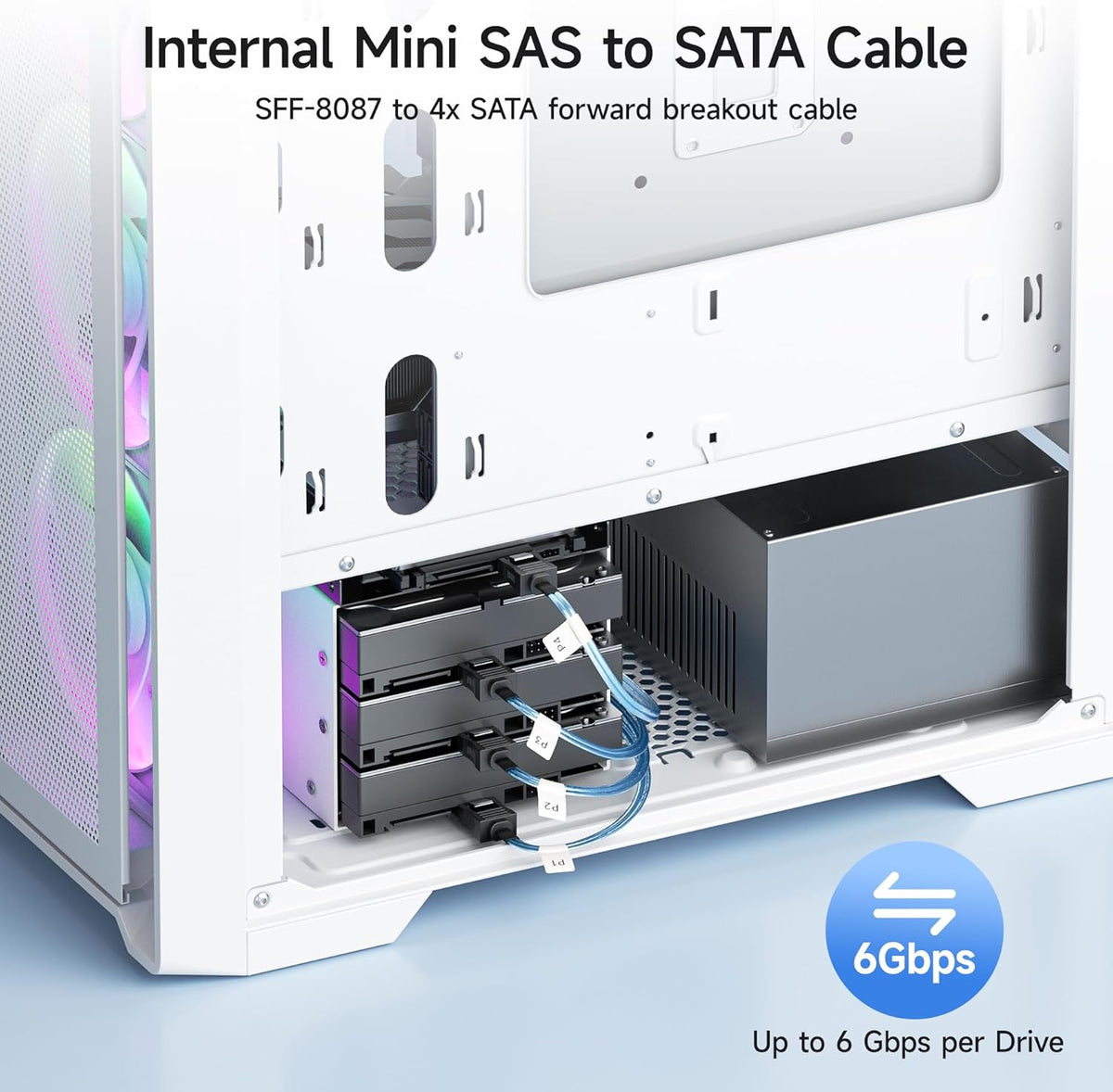 Cable Matters Internal Mini SAS to SATA Cable, SFF-8087, 3.3ft