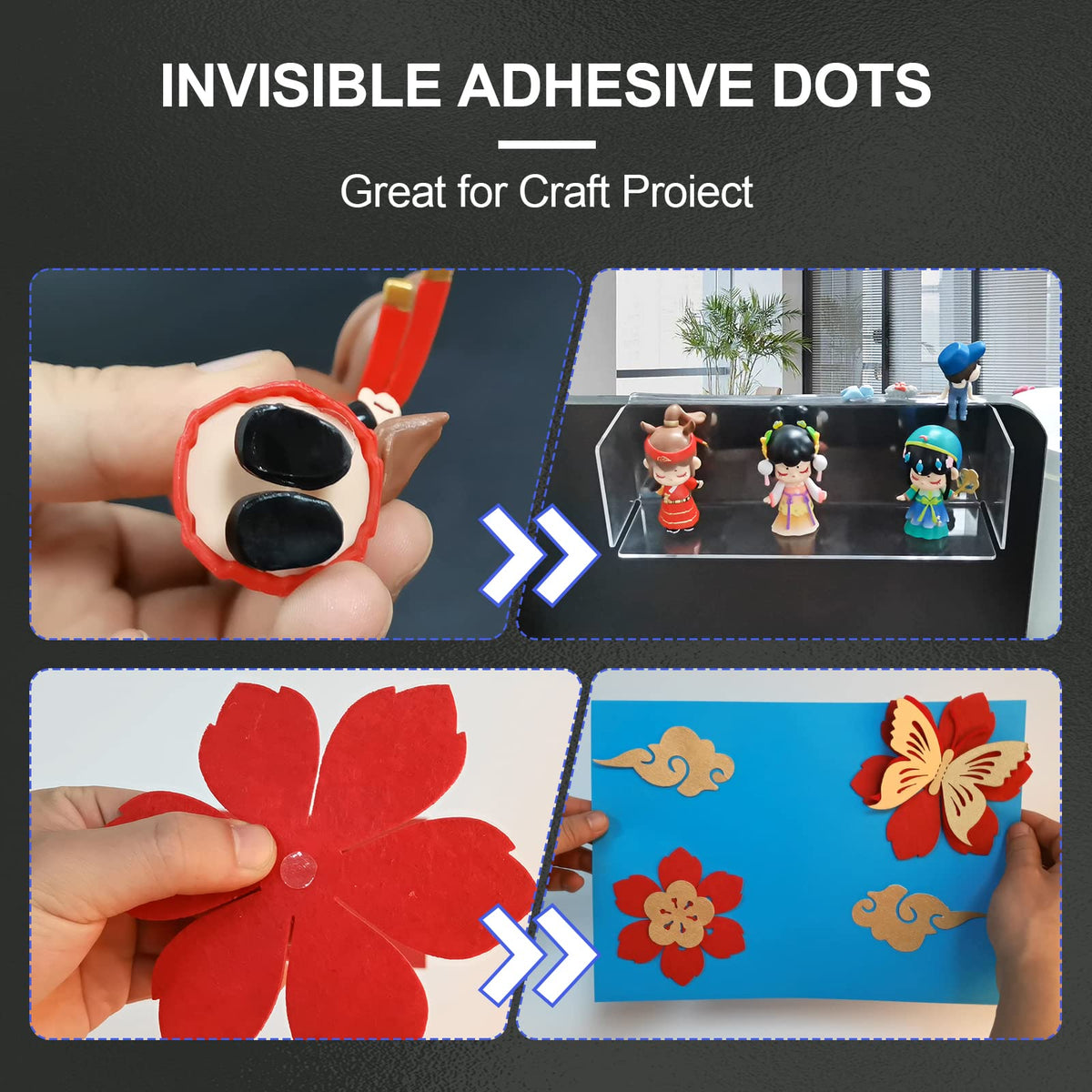 504 Pcs Clear Removable Adhesive Dots, Glue Point Dots for Crafts Balloons Poster, Double Sided Sticky Round Dots