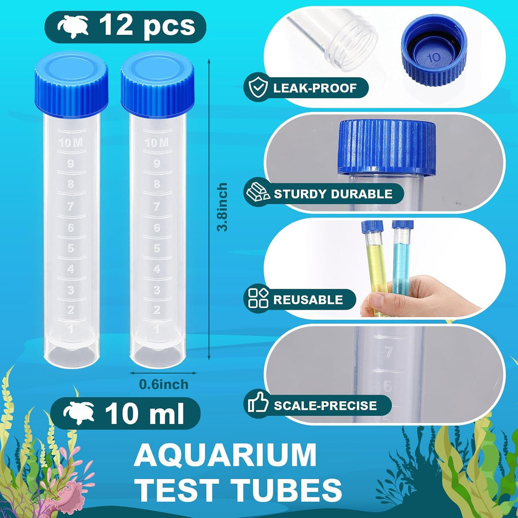 12 Pcs 10ml Replacement Test Tubes for Aquarium Test Kits, Blue