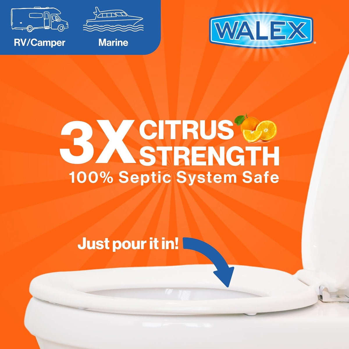 Citra-Fresh Liquid RV Toilet Treatment - Citrus Scent, 32 oz | Controls Black Tank Odors Immediately; Fresh Citrus