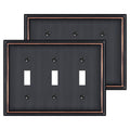 Oil Rubbed Bronze Metal Triple Toggle Light Switch Covers Plate,2 Pack