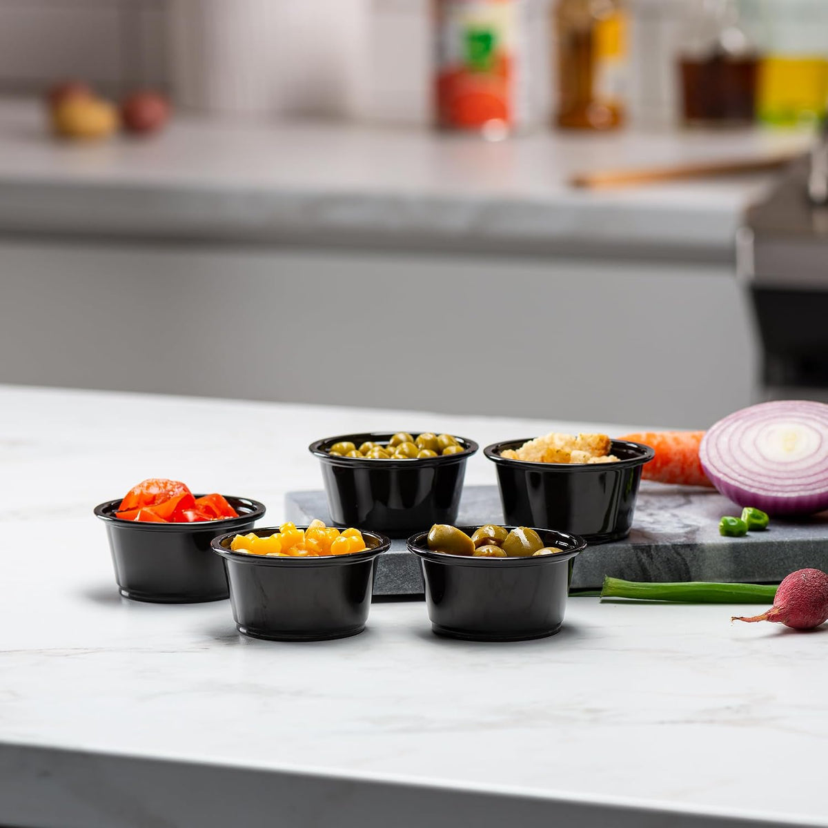 2 oz - 200 Cups Black Diposable Plastic Portion Cups