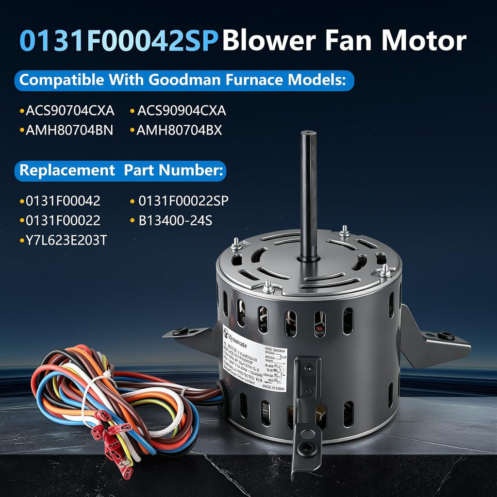0131F00042SP Blower Fan Motor 1/2 HP 1130RPM 115V 7.0A 4-Speed Blower Motor
