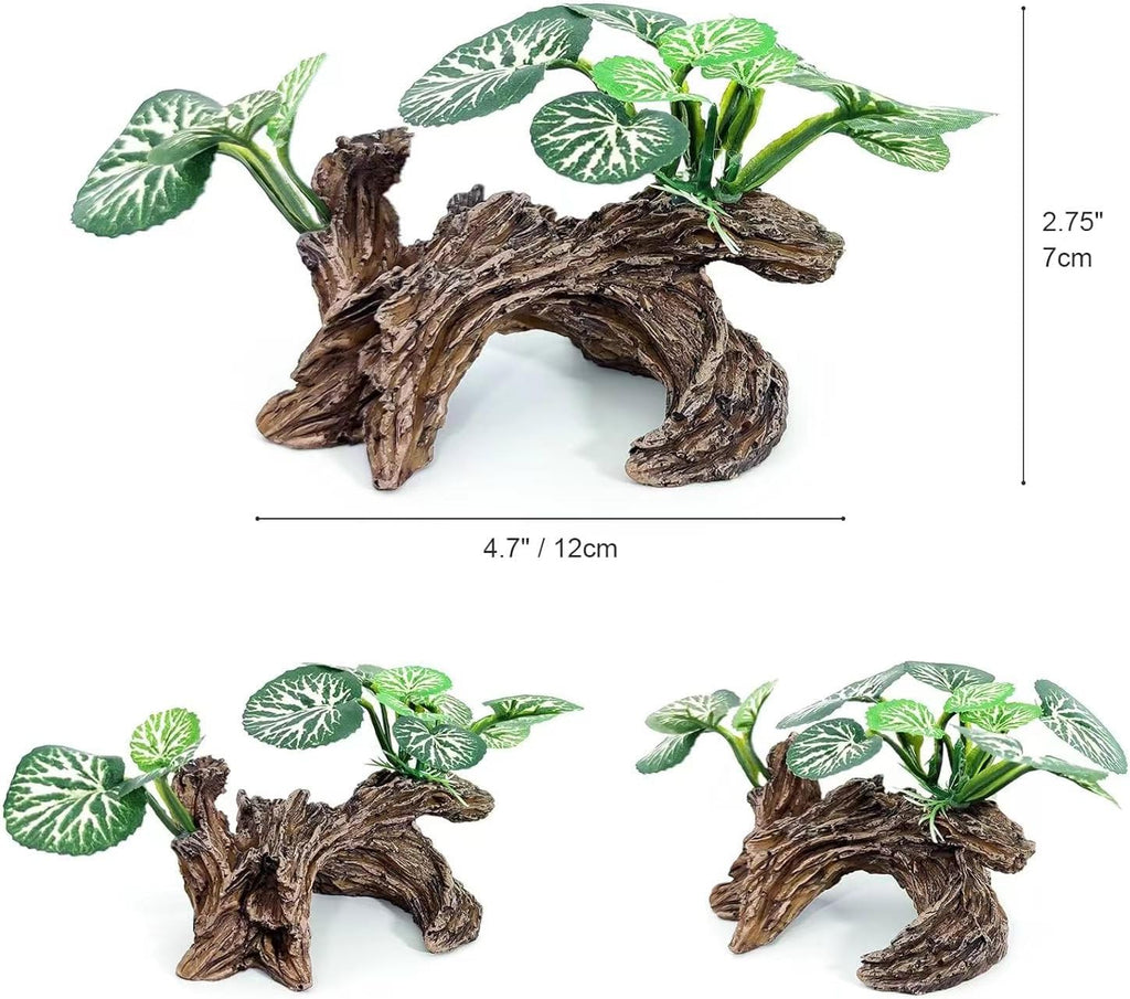 Fish Tank Decorations Aquarium Ornaments 3pcs Betta Silk Leaf Plants Artificial Driftwood Cave Aquarium Plants