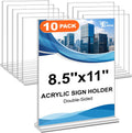 Acrylic Sign Holder 8.5 x 11, 10 Pack Double-Sided Stand up Table Top Sign Holders, Clear Acrylic Picture Frame Menu