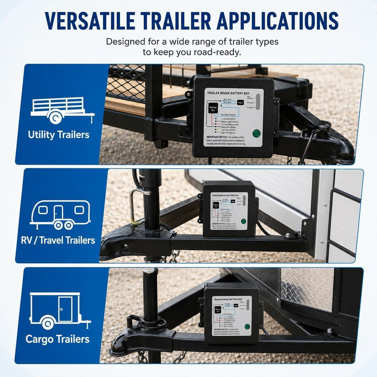 Trailer Brake Breakaway Kit with Charger LED Display, Switch