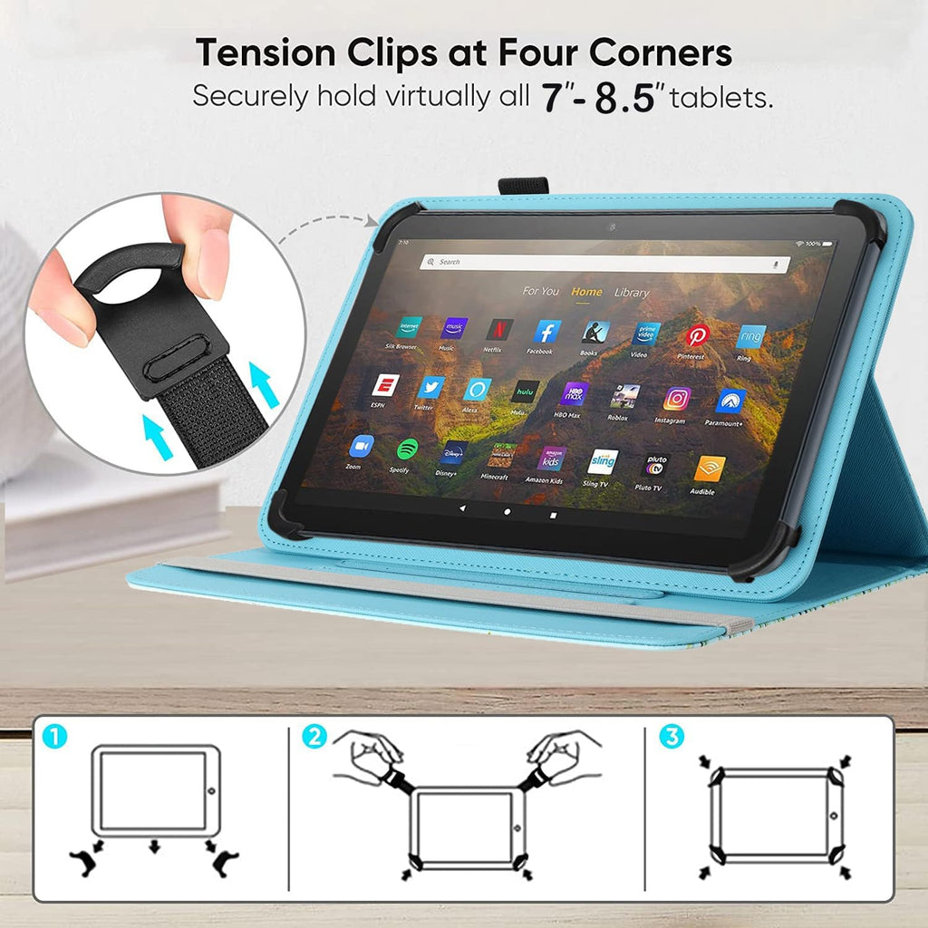 Universal 7 inch 8 inch Tablet Case,360 Degree Rotatable Kickstand Multiple Viewing Stand Case Cover for 7.0" 7.9"