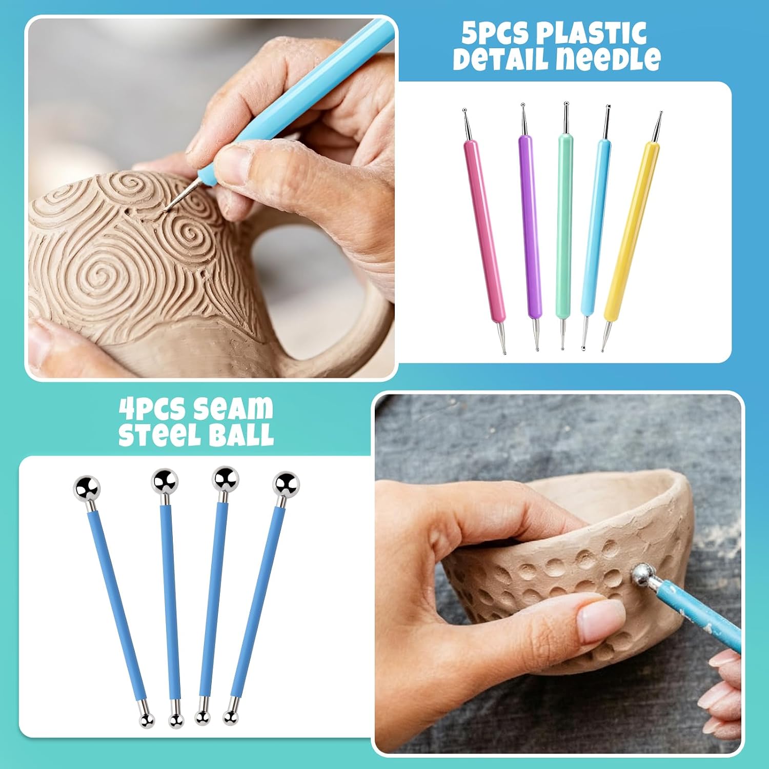 100ML Air Dry Clay Varnish and 29pcs Tool Kit, High Gloss Air Dry Clay Glaze, Sealant, Prevent Clay from Cracking