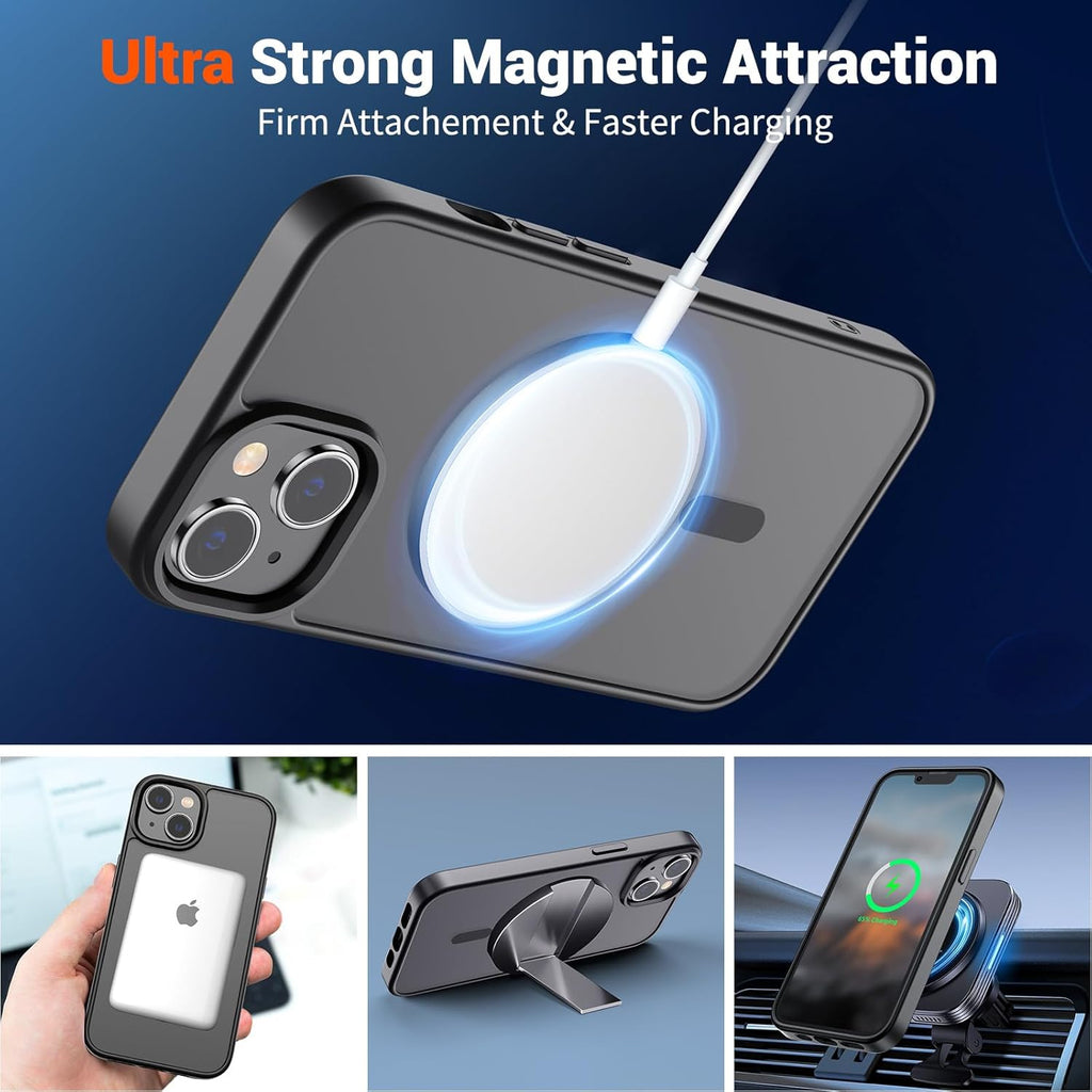 Magnetic for iPhone 14 Case & iPhone 13 Case (Compatible with MagSafe)(Military Grade Drop Protection) Translucent