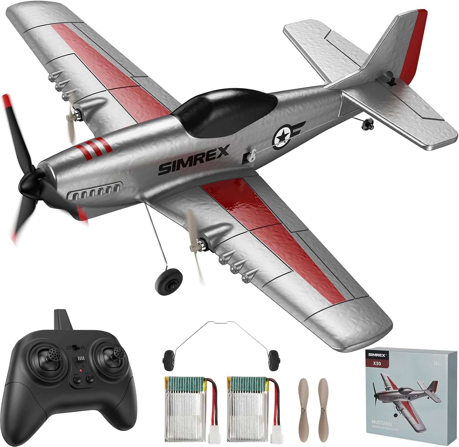 RC Plane for Kids & Beginners - P51 Foam Glider, 2.4GHz 3-Channel Remote Control Airplane Toy with 6-Axis Gyro, Easy