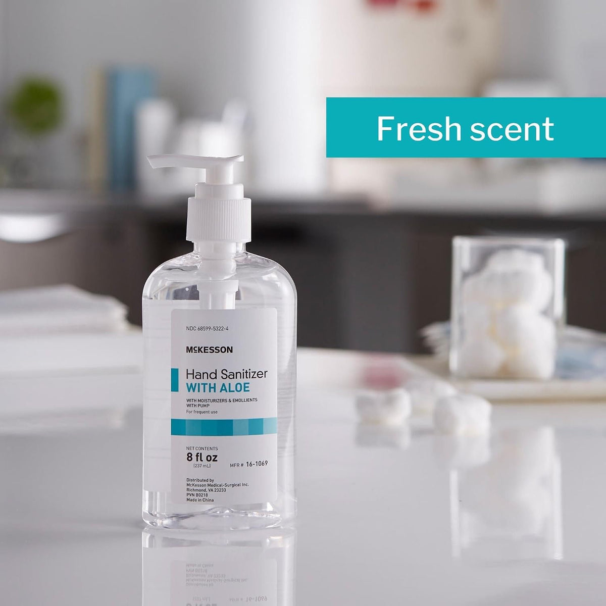 Hand Sanitizer Pump with Aloe, Bulk, 8 oz, 24 ct