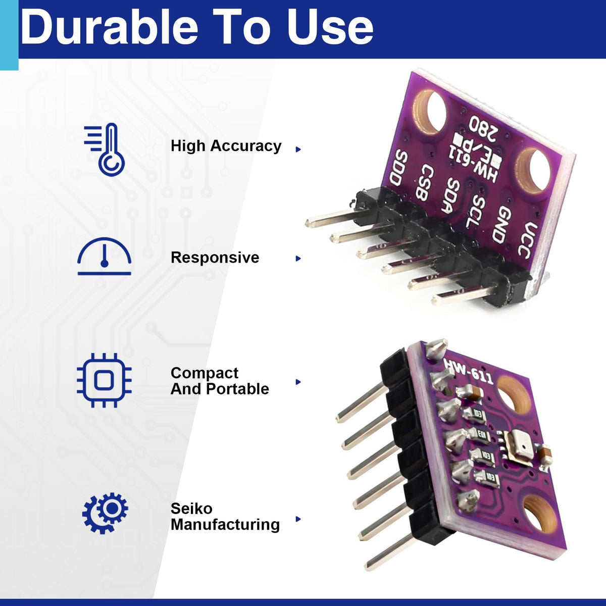 6 Pack BMP280 Atmospheric Pressure Sensor Modules, 3.3V I2C/SPI