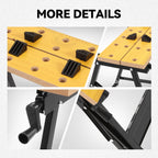Folding Workbench w/Vise, 8-12" Adjustable Width, Portable