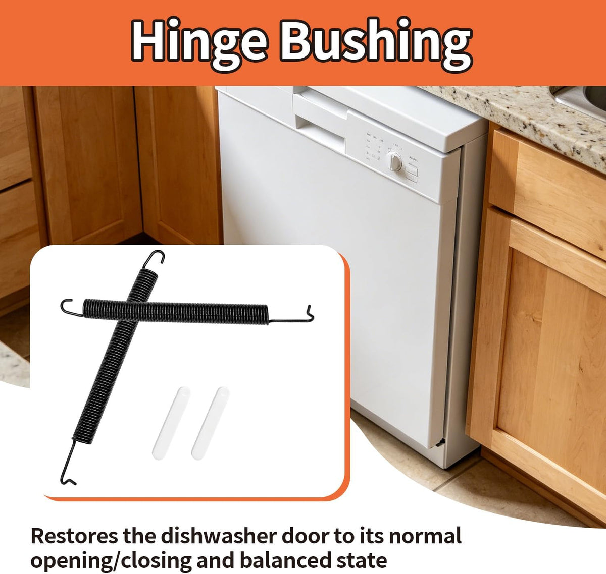 2 Pcs WPW10337934 Dishwasher Door Spring & 8268990 Hinge Bushing