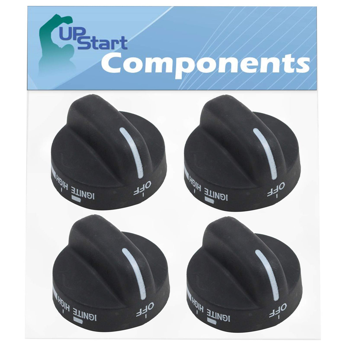 4X Black ABS Plastic Range Knob Replacement for Amana, Whirlpool & More
