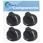 4-Pack 8273103 Range Burner Knob Replacement for Whirlpool SF378LEPS1