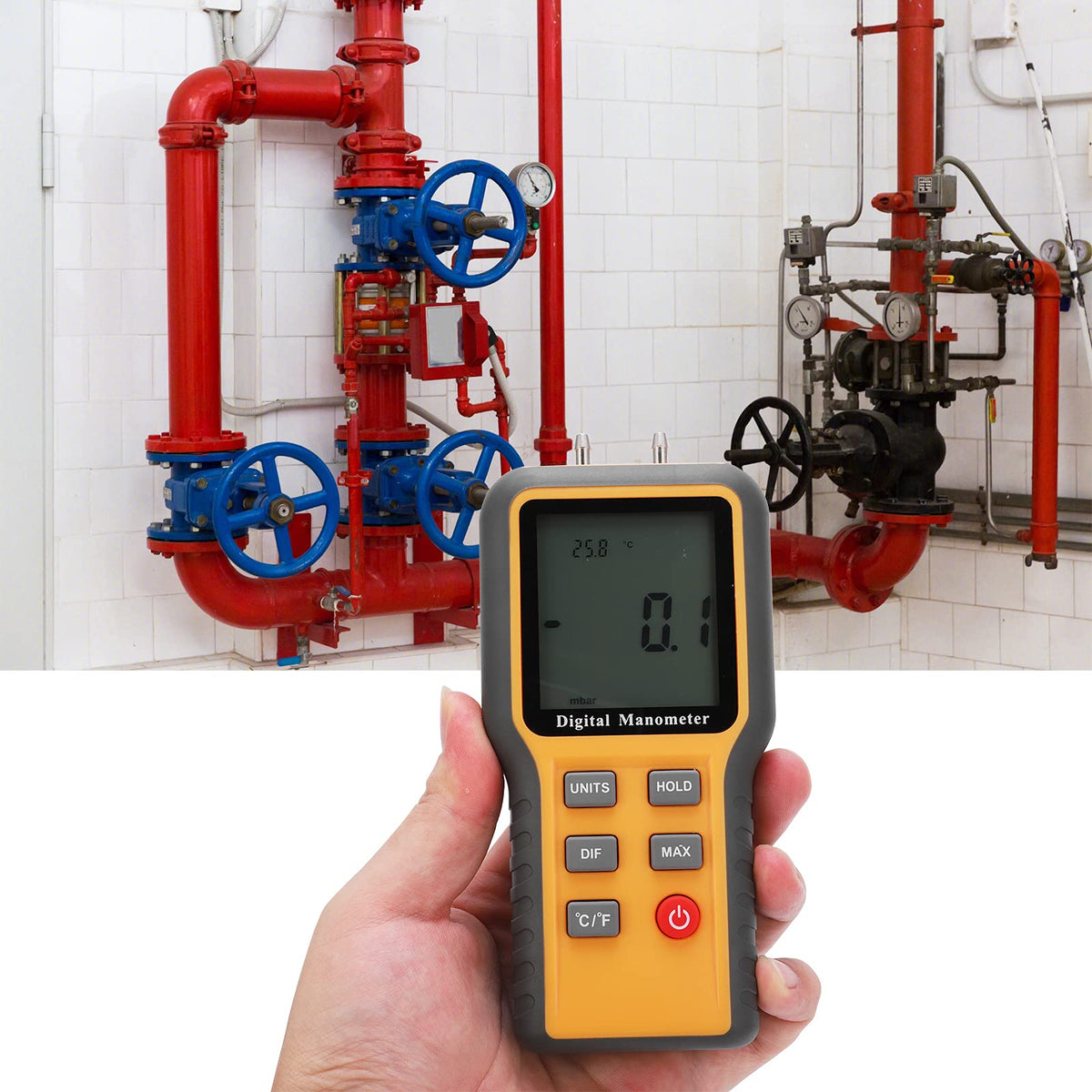 Fafeicy Digital Manometer ±2. Psi, 11 Units, Temperature Readout