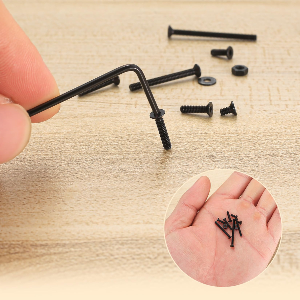 Metric Screw Assortment, Flat Head Machine Screw Assortment Kit, Countersunk Hex Socket Cap Screws Set, Black