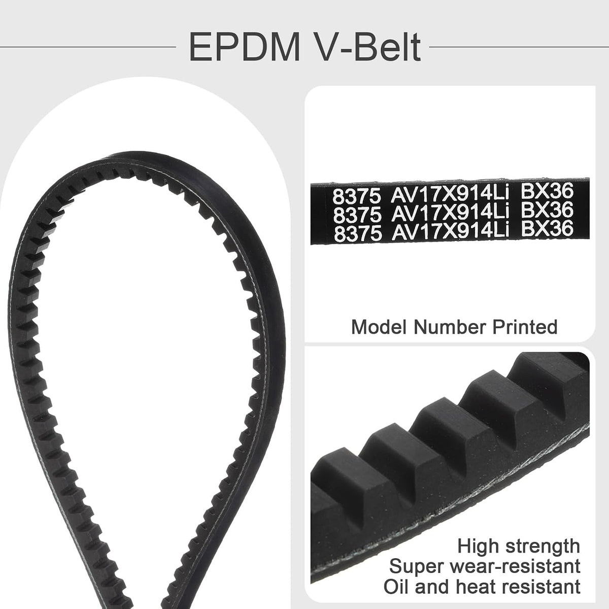 uxcell 2 Pcs BX36 EPDM V-Belt, Raw Edge Cogged Industrial Rubber V Belt 0.67" Width x 36" Inside Circumference