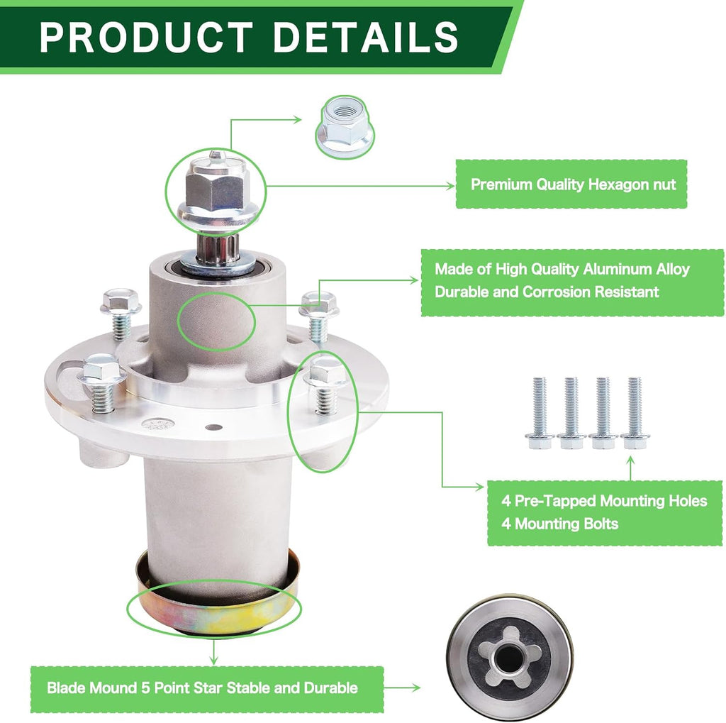 539112170 532112171 Spindle Assembly Fit for Husqvarna Z254F MZ61 MZ54 MZ5225 EZ4216 YTH24V48LS GT52XLS FD52M FD48 GT48 YTH24V42LS Lawn Mower (3 Pack)