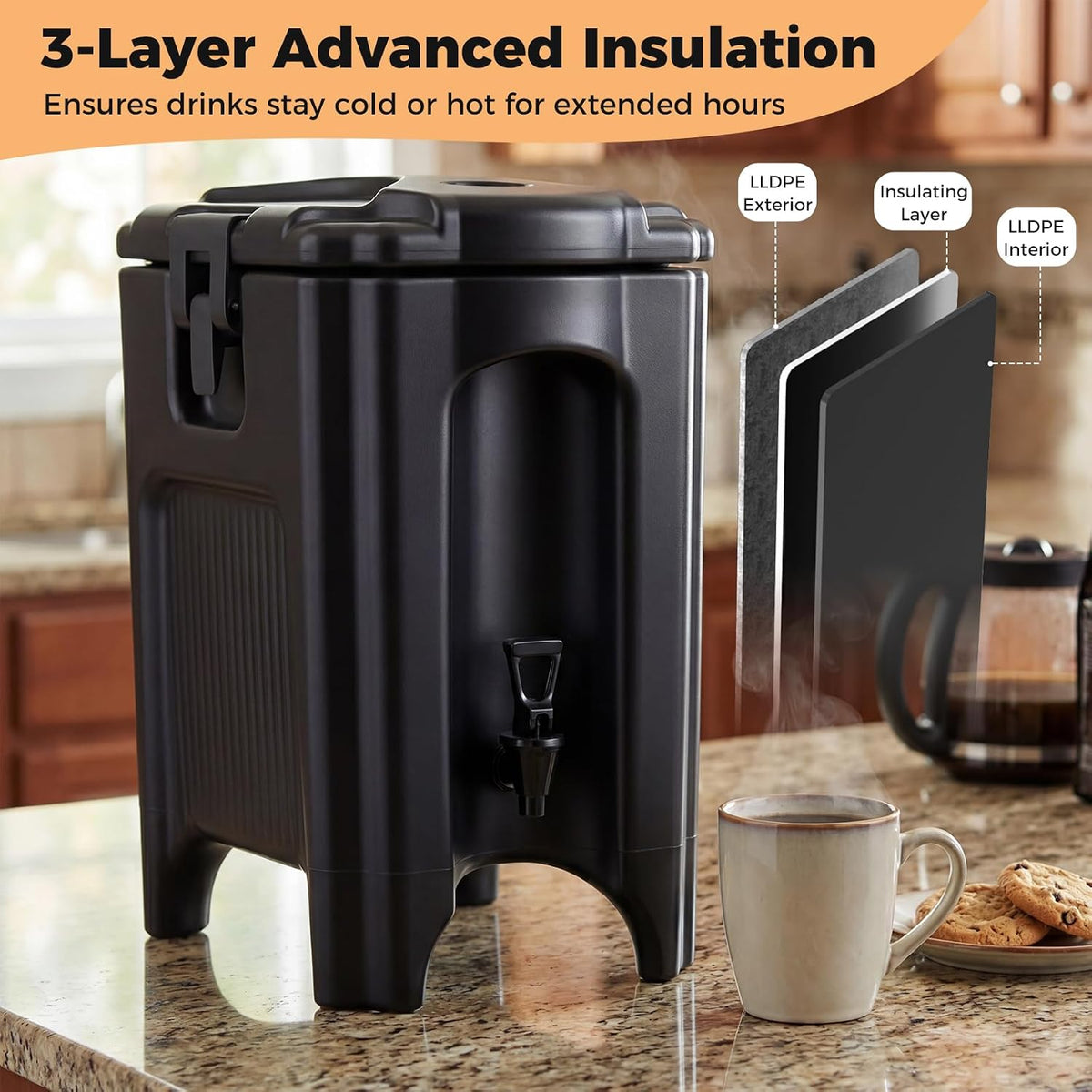 5 Gal Insulated Beverage Dispenser, Commercial Coffee Drink Serve