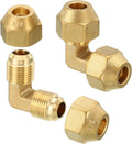 PATIKIL 3/8" x 3/8" Brass Pipe Fitting, 2 Pack Flare 90 Degree Elbow Tube Fitting Pipe Adapter Connector with Nut for Air Conditioner Refrigeration Plumbing