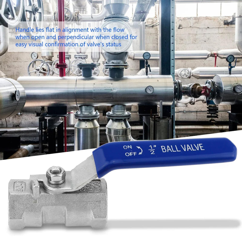 HLGHLG Stainless Steel Lever Handle with M8 Nut for DN15 Ball Valve, Quarter Turn Operation, Blue Plastic Grip & Chrome Plated Finish (DN15 1/2")