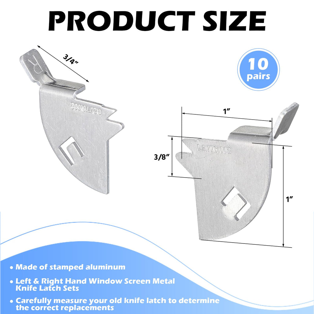 10 Pairs Left & Right Hand Window Screen Metal Knife Latch Sets