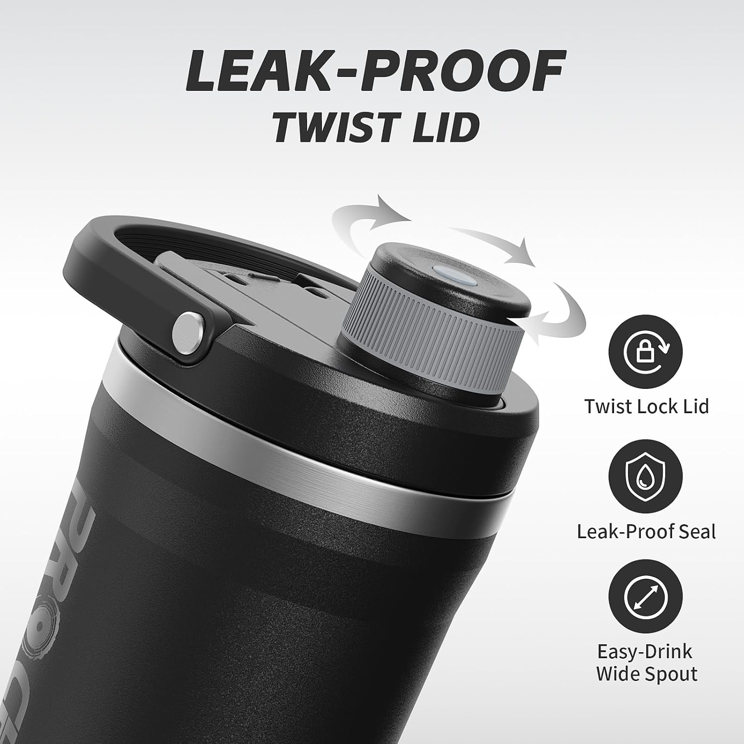 Insulated Stainless Steel Protein Shaker Bottle, 20oz Metal Mixer | Leak-Proof Twist Lock Lid with Detachable Powder