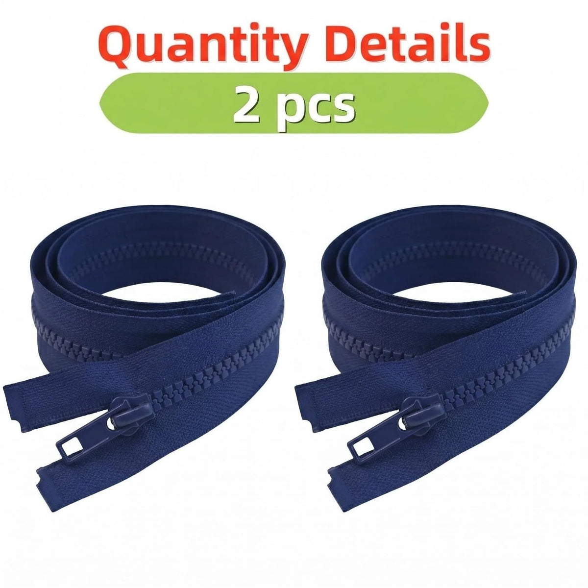 2PCS #5 30 Inch Plastic Separating Jacket Zippers for Men (Navy)