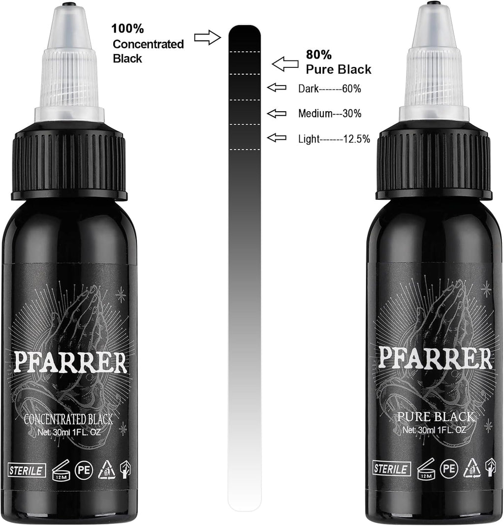Tattoo Ink Black 1oz(30ml) Vegan-Friendly USA Standard Pigment Supplies Concentrated Black TI7003-30-002