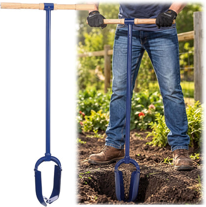 Post Hole Digger Tool 6"x 46" Hand Auger T Handle Heavy Duty Adjustable Lawn Auger Post Hole Digger Sharp Blades