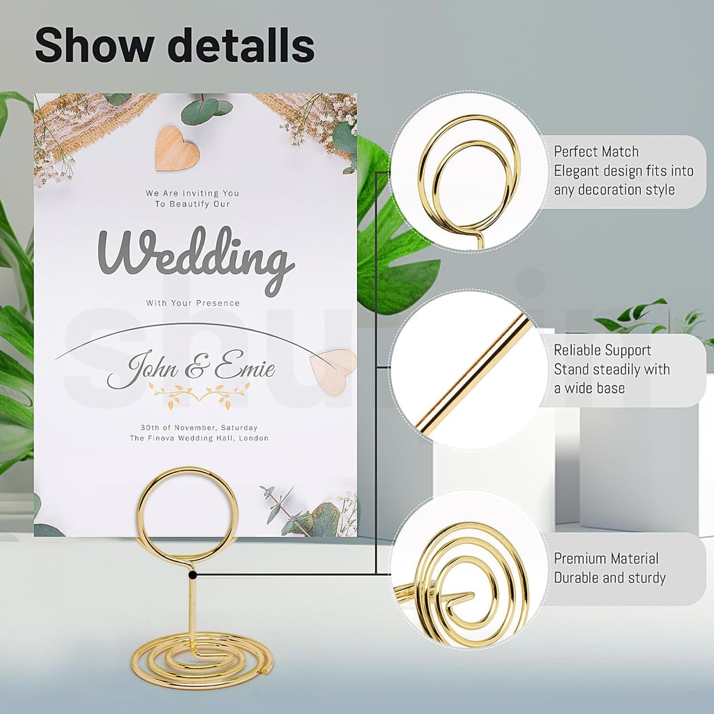30PCS Gold Table Number Holders Place Card Holder,Small Photo Stand | Cards Stand Name Menu Clips,Table Sign Holders