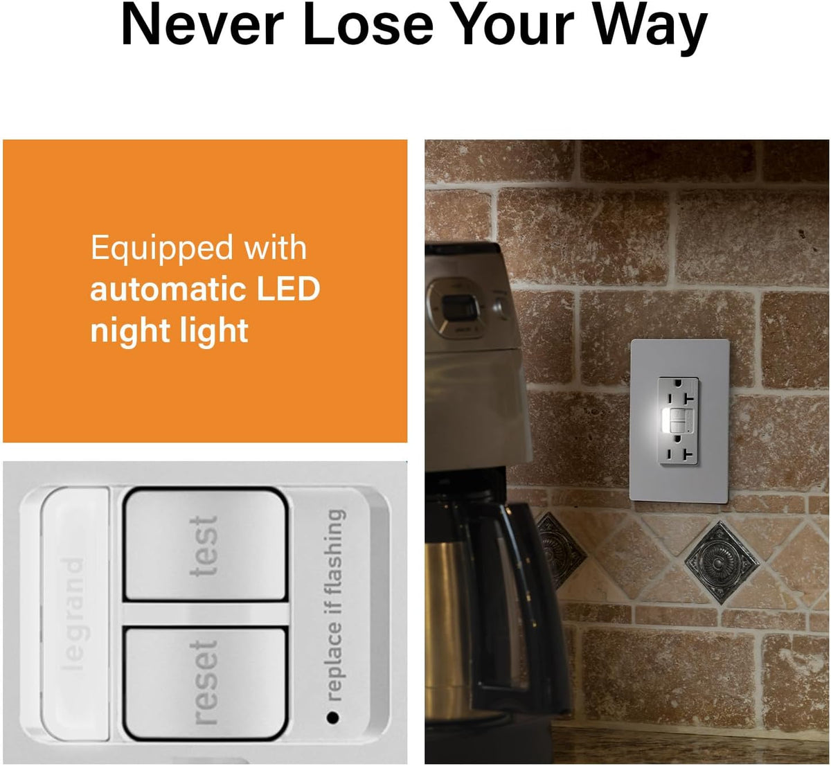Legrand radiant 20 Amp Tamper Resistant LED Night Light GFCI White
