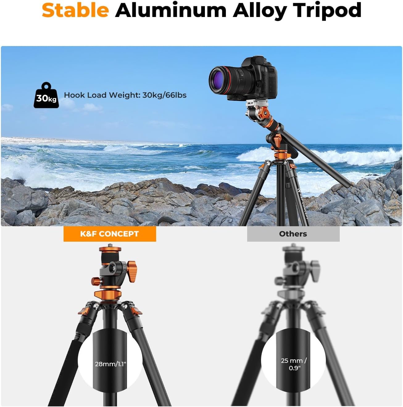 90''/230cm Horizontal Fluid Head Camera Tripod | Heavy Duty Overhead Shooting Video Tripods, Center Colmun
