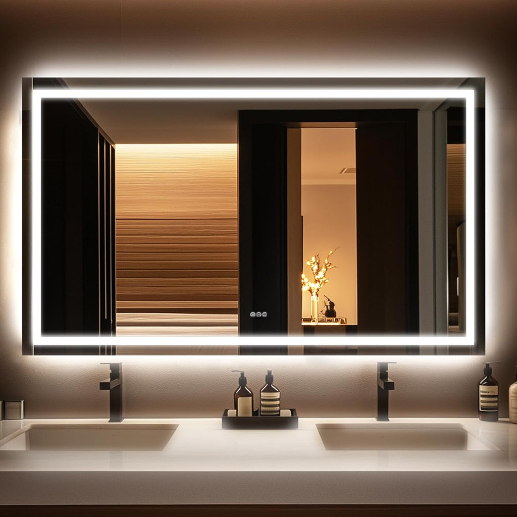 28x20 Inch LED Bathroom Mirror with Lights, Anti-Fog, Dimmable | Backlit & Front Lit Lighted Vanity Mirror for Wall