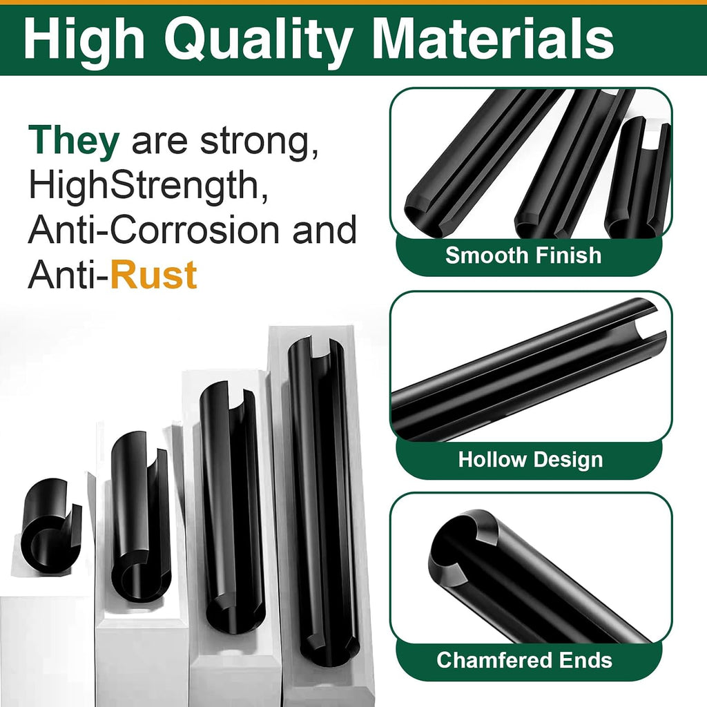 240PCS Metric Roll Pin Assortment, Slotted Spring Pins M1.5-M6