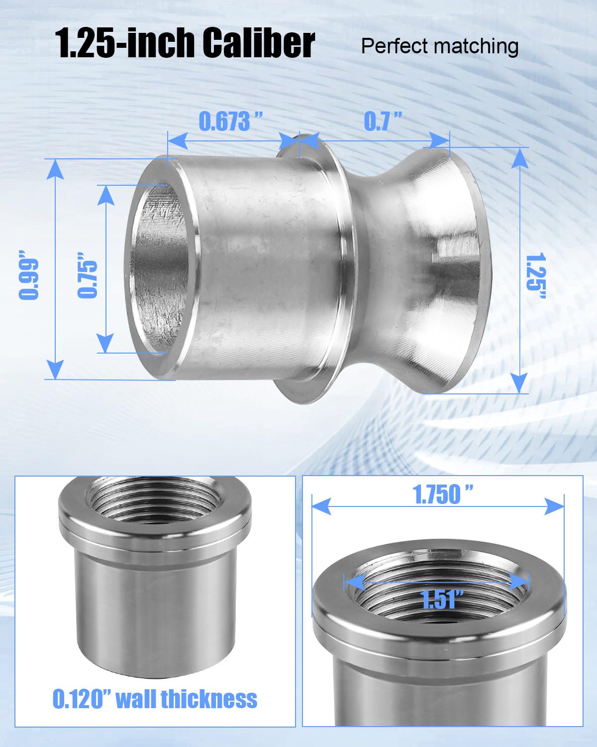 AUGREX 2 Pcs 1.25” Rod End Heim Joint Kit, Left and Right Thread
