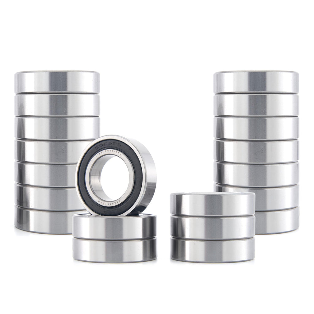 XIKE 6005-2RS Sealed Deep Groove Ball Bearings, 25x47x12 mm, 20-Pack