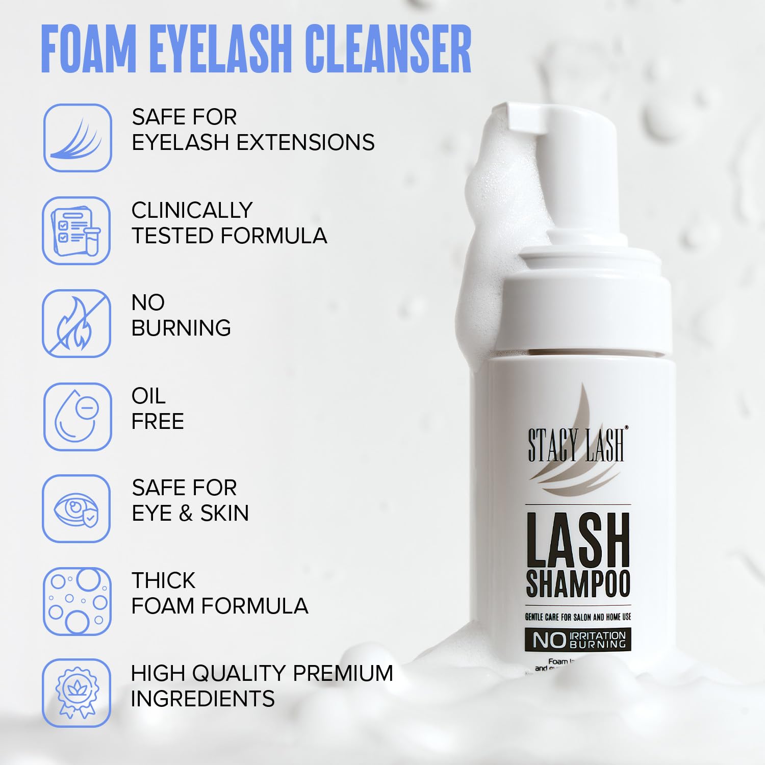 Eyelash Extension Shampoo + Brush / 3.38 fl.oz / 100ml / Korean Makeup Remover/Eyelid Foaming Cleanser/Wash for
