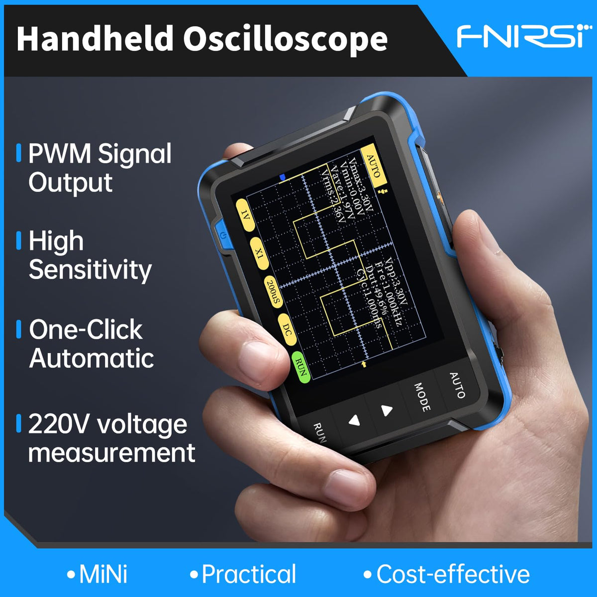 FNIRSI DSO152 Handheld Oscilloscope 200kHz Bandwidth, 2.5MS/s Sampling Rate