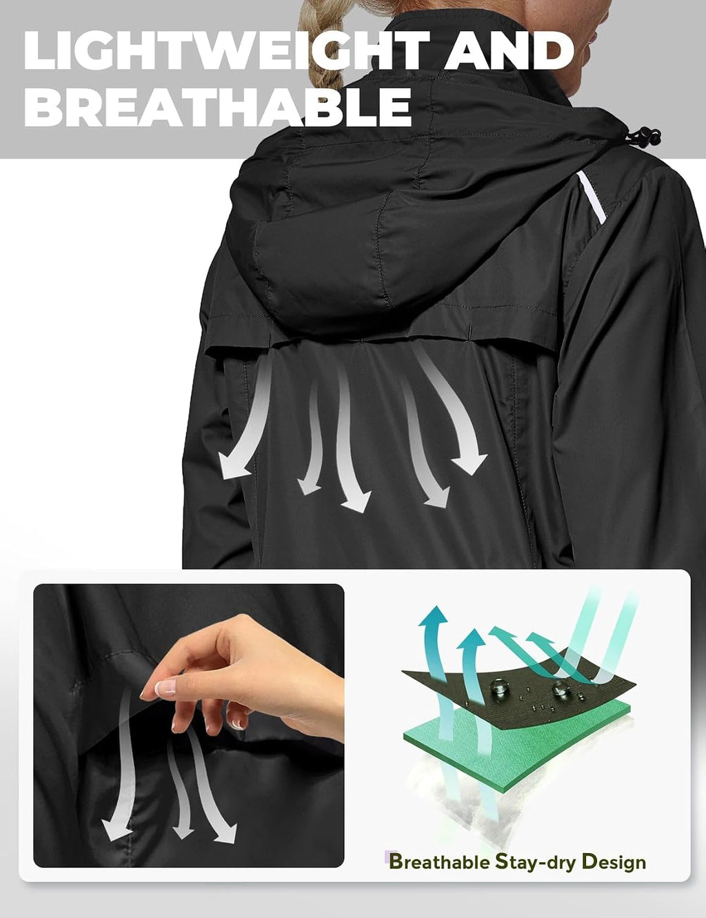 Womens Running Cycling Windbreaker Reflective Jackets Hooded