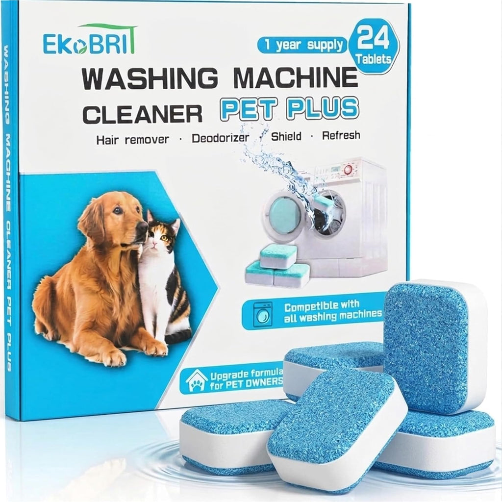 Upgraded Enzyme-Containing Washing Machine Cleaning Tablets for Pet Hair, Deep Cleaning, Suitable for Top-loading and